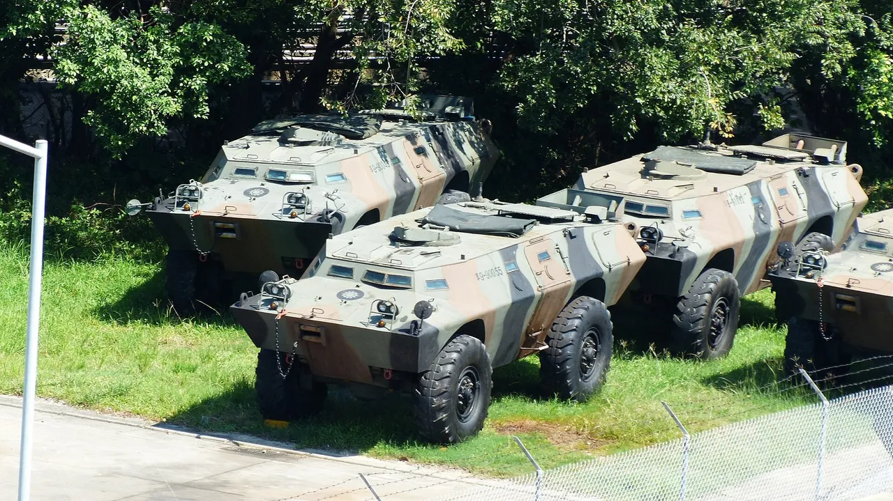 ROC Military Police V-150S Commando armored cars parked outdoors at a camp