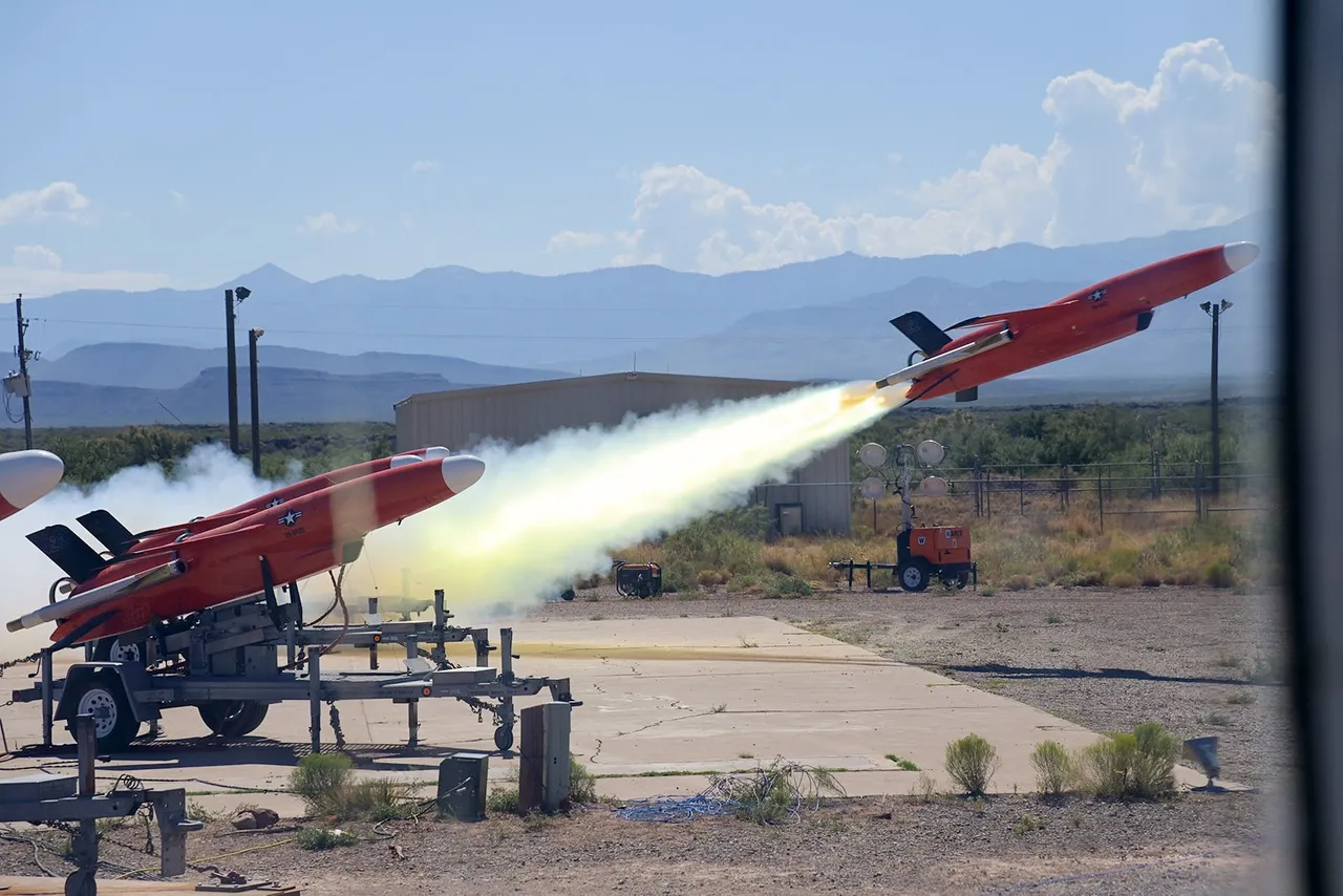 Kratos BQM-177 jet target drone launching from a rail during a US military live-fire test