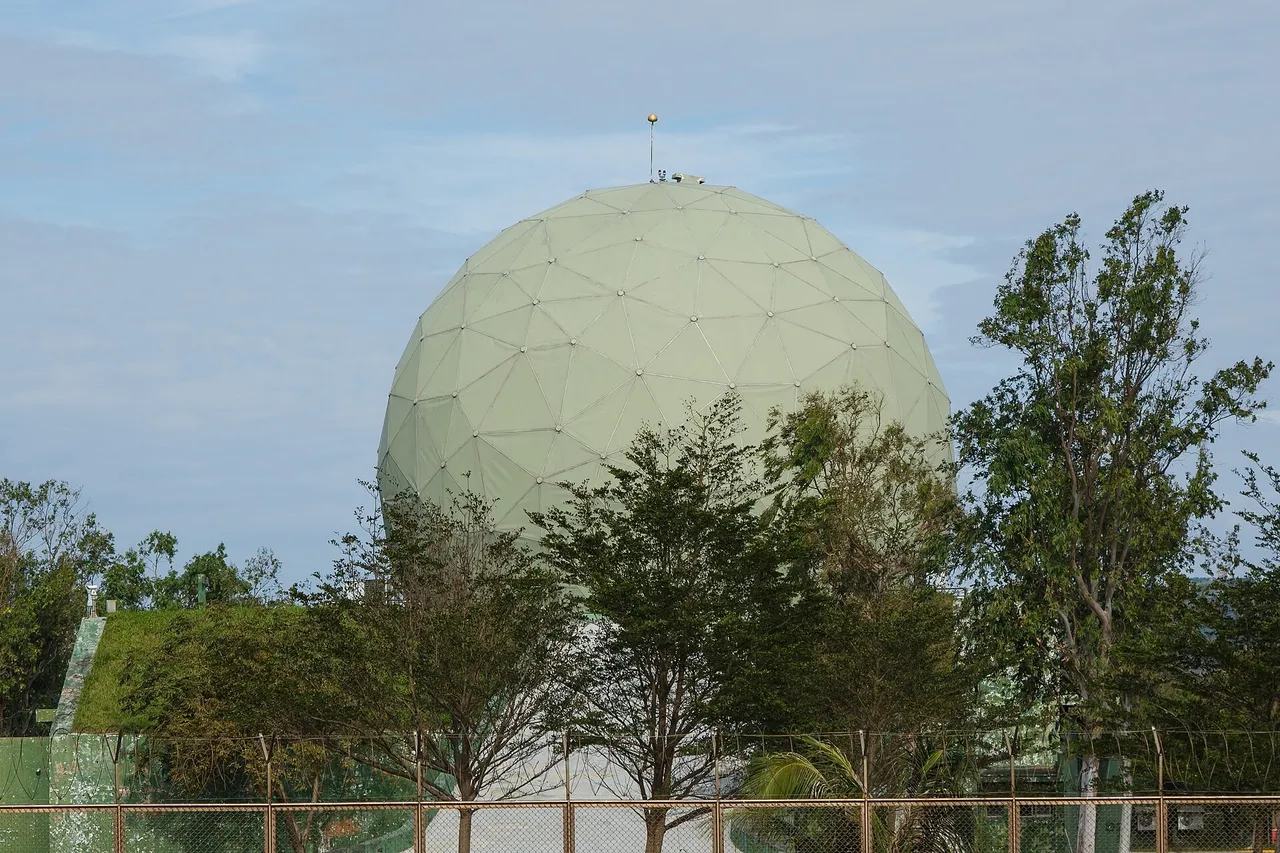 Radar domes and antenna structures at the air force radar station of Taitung Air Base in Taiwan