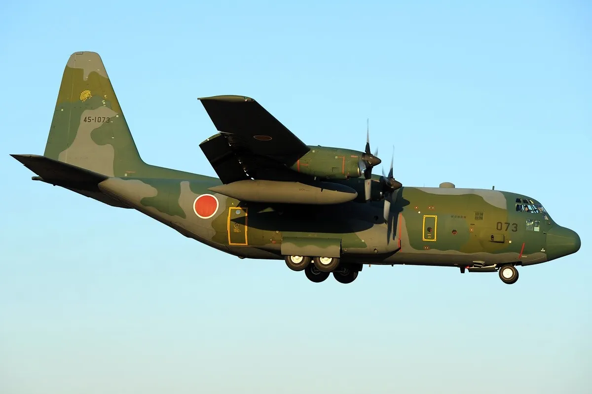 Japan Air Self-Defense Force Lockheed C-130H Hercules transport aircraft on the ground