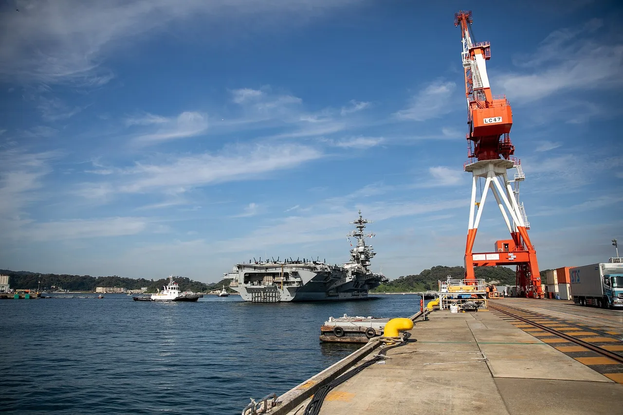 USS Theodore Roosevelt aircraft carrier arriving at Yokosuka naval base