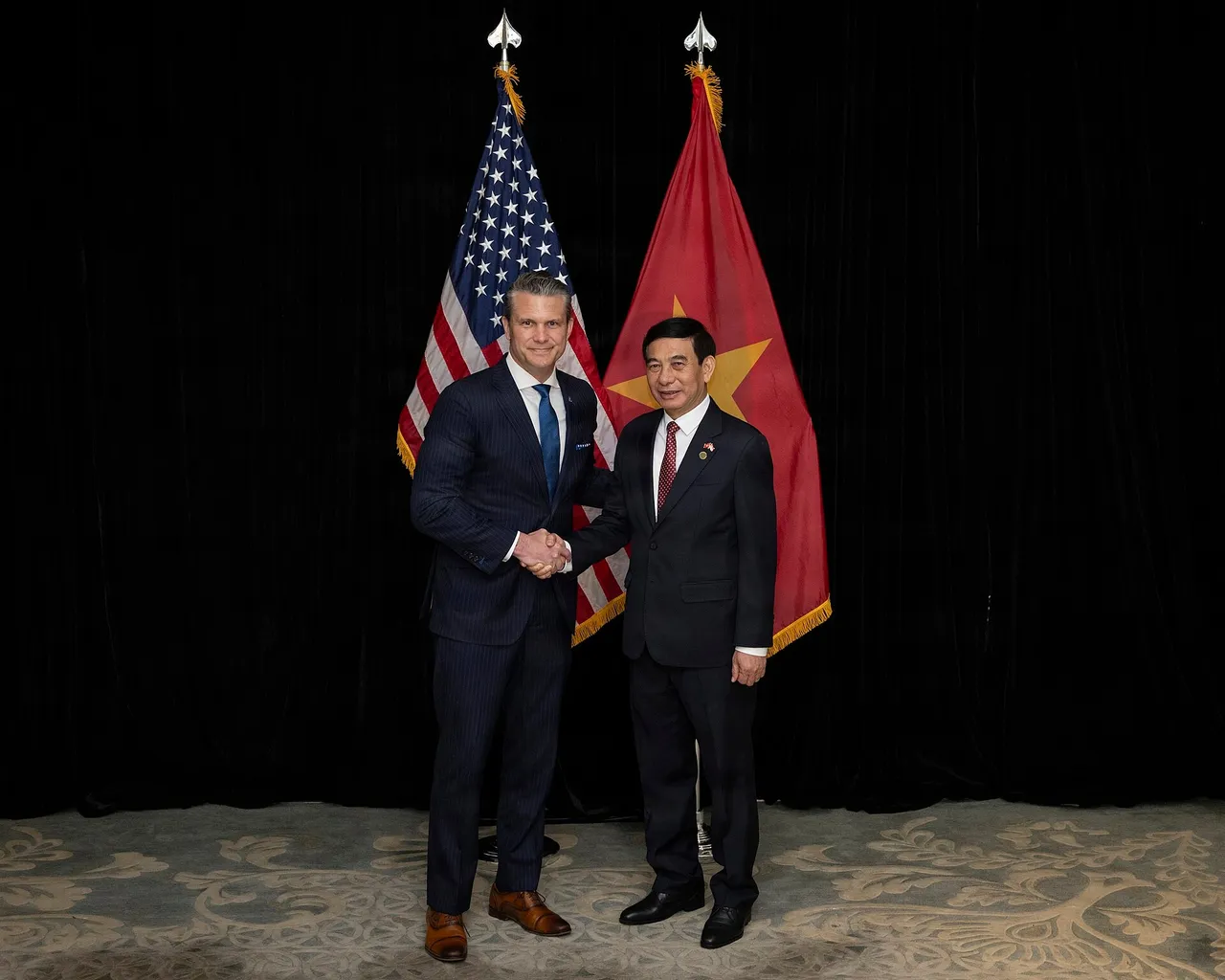 Pete Hegseth and Vietnamese Defence Minister Phan Van Giang at a bilateral meeting in Singapore