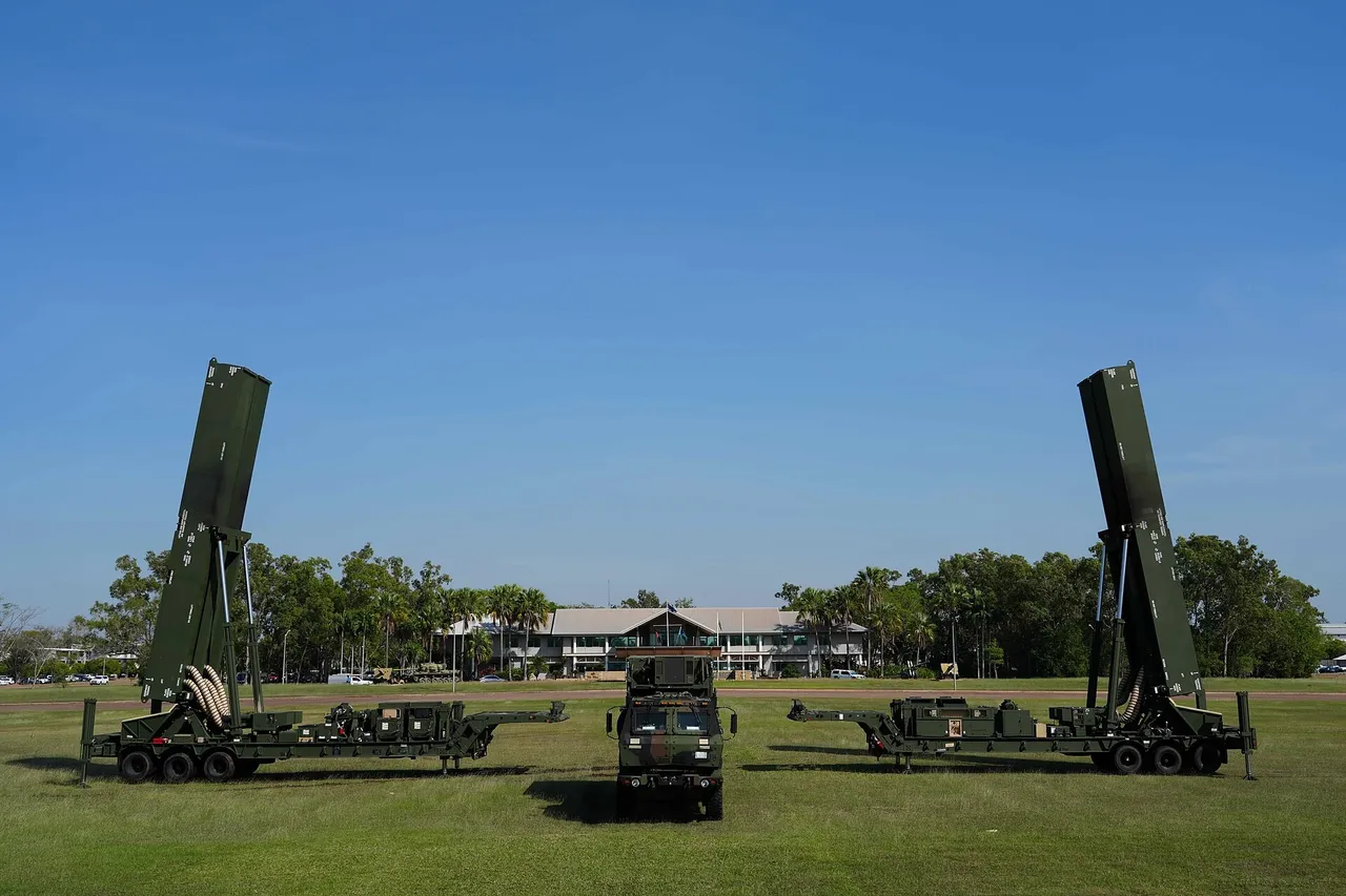 A US Army Dark Eagle hypersonic missile launcher vehicle parked in open scrubland in northern Australia