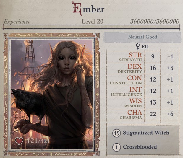 Attributes at Level 20 Ember Build Guide Pathfinder WotR