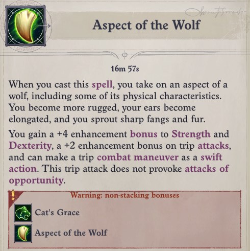 Cat's Grace and Aspect of the Wolf Non-Stacking Bonuses Arueshalae Pathfinder Wrath of the Righteous Build