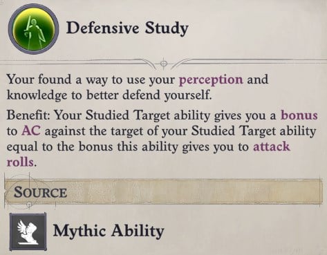 Defensive Study Mythic Ability Greybor Pathfinder Wrath of the Righteous Build