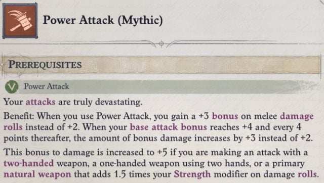 Power Attack (Mythic) Mythic Feat Greybor Pathfinder Wrath of the Righteous Build