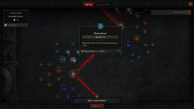 Diablo 4 Sorc Build Permafrost Passive to Deal Increased Damage Against Elites