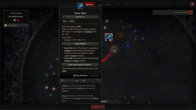 Diablo IV Sorc Build - Frost Bolt Skill to Chill Enemies