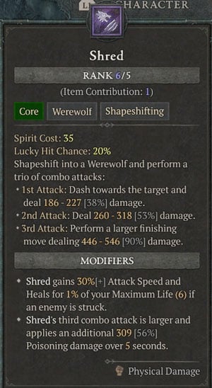 Diablo 4 Werewolf Druid Build - Shred
