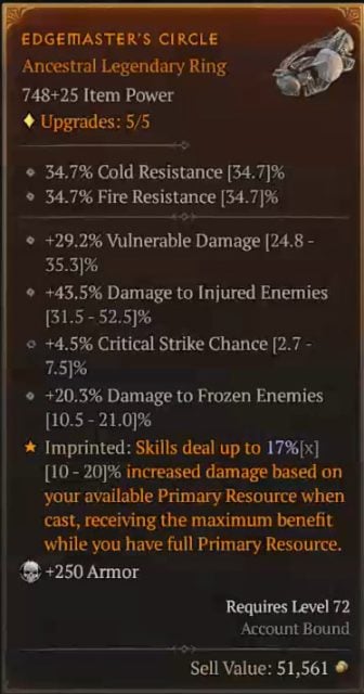 D4 Marksman Rogue Build - Edgemaster's Circle to Deal Increased Damage Based on Your Available Primary Resource