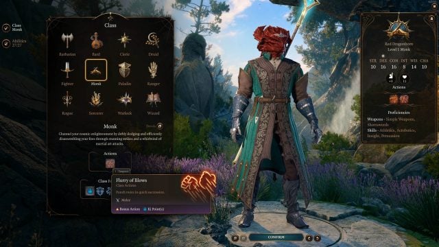 Monk Character Creation