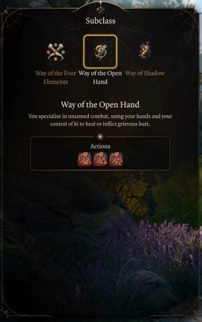 Monk Subclass Way of the Open Hand